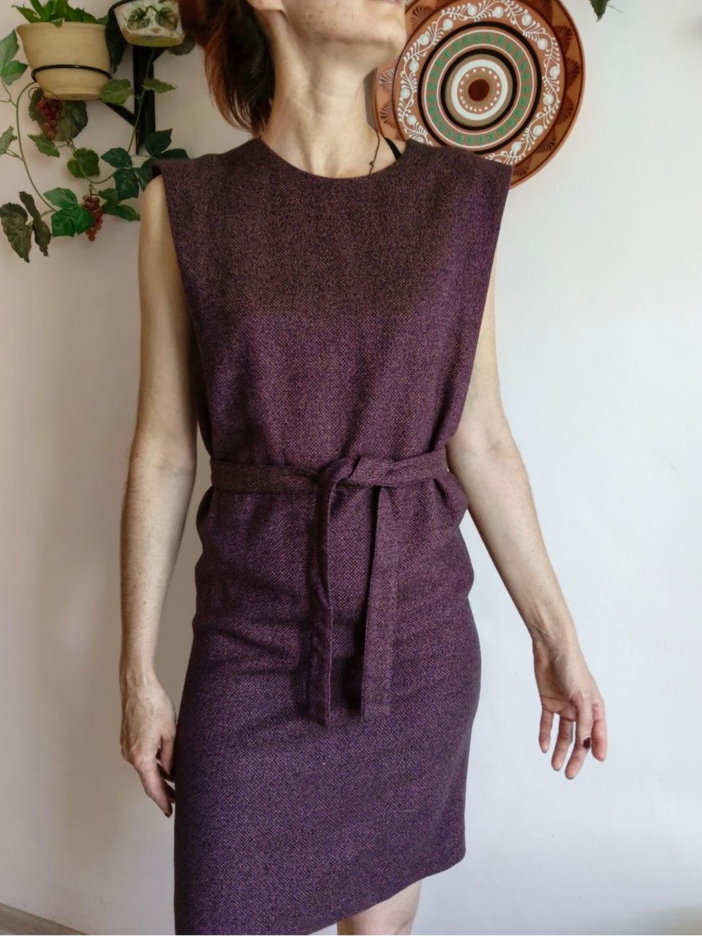 See By Chloe Plum Sleeveless Belted Sheath Dress